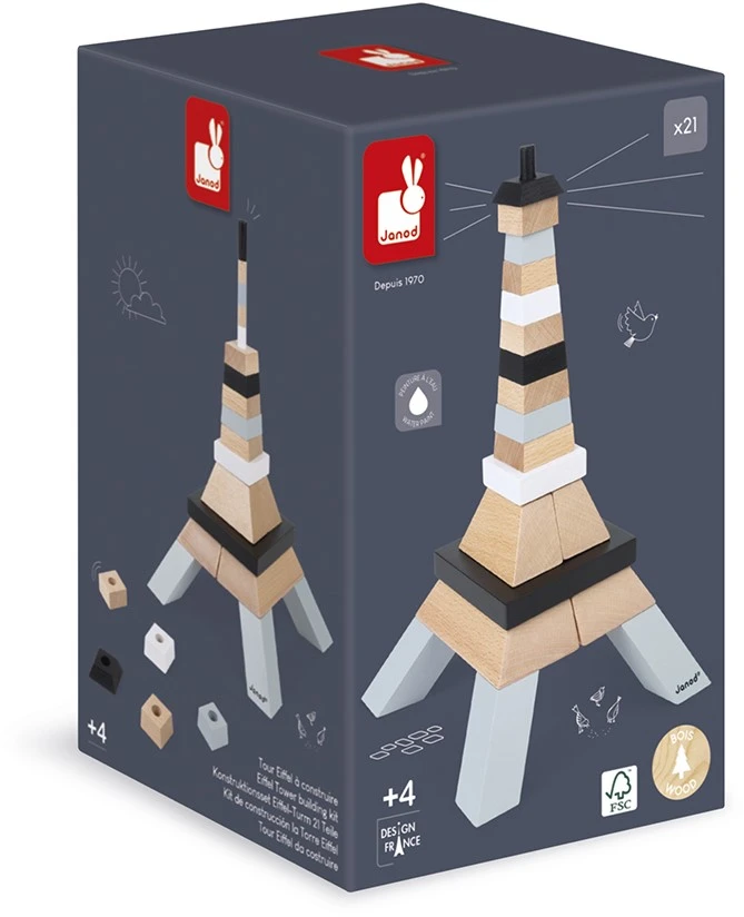 Janod 21-teiliger Bausatz Aus Holz „Eiffelturm“ - Konstruktionsspiel - Geschicklichkeitsspiel Entwicklung Von Feinmotorik - FSC-zertifiziertes Buchenholz, Massiv - Farben Auf Wasserbasis - Ab 6 Jahren 2 Janod 21-teiliger Bausatz Aus Holz „Eiffelturm“ - Konstruktionsspiel - Geschicklichkeitsspiel Entwicklung Von Feinmotorik - FSC-zertifiziertes Buchenholz, Massiv - Farben Auf Wasserbasis - Ab 6 Jahren – Bild 2