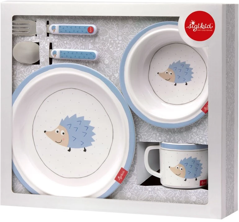 SIGIKID 24981 Melamin Set Igel Kindergeschirr Mädchen Und Jungen Geschenkset Empfohlen Ab Geburt Blau 4 SIGIKID 24981 Melamin Set Igel Kindergeschirr Mädchen Und Jungen Geschenkset Empfohlen Ab Geburt Blau – Bild 4