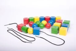 EDX Education 53365 Riesige Fadenperlen Aus Holz (24-teilig)