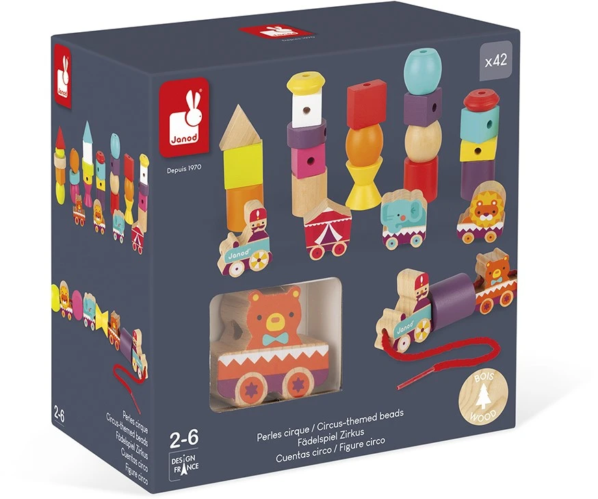 Janod Fädelspiel "Zirkus" 42 Teile (Holz) 2 Janod Fädelspiel "Zirkus" 42 Teile (Holz) – Bild 2