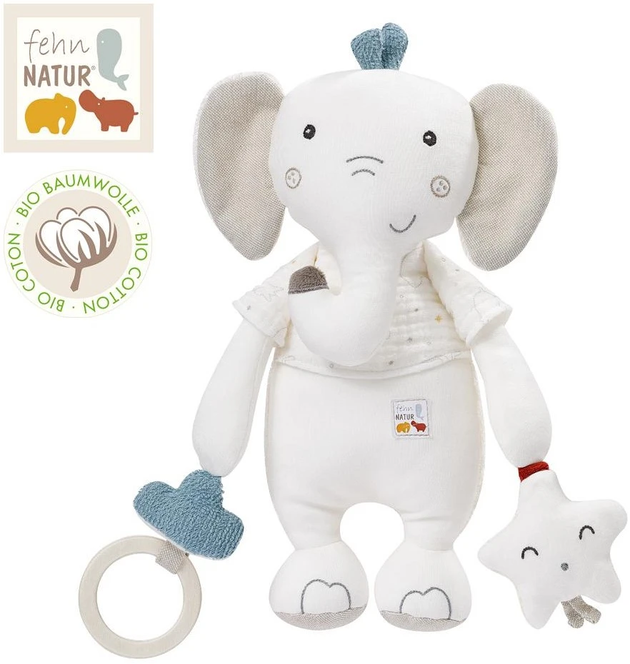 Fehn 056129 Activity-Elefant FehnNATUR – Bio-Greifspielzeug Zum Schmusen Und Spielen Für Babys Und Kleinkinder Ab 0+ Monaten – Größe: 30 Cm 1 Fehn 056129 Activity-Elefant FehnNATUR – Bio-Greifspielzeug Zum Schmusen Und Spielen Für Babys Und Kleinkinder Ab 0+ Monaten – Größe: 30 Cm