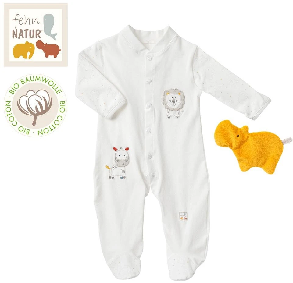 Fehn 056471 Schlafanzug FehnNATUR – Baby-Pyjama Set Mit Strampler & Spieltier Aus Bio-Baumwolle Für Babys Von 0-3 Monaten – Größe: 62 1 Fehn 056471 Schlafanzug FehnNATUR – Baby-Pyjama Set Mit Strampler & Spieltier Aus Bio-Baumwolle Für Babys Von 0-3 Monaten – Größe: 62