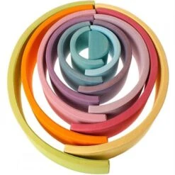 Grimm's Großer Regenbogen Aus Holz Pastell - 12-teilig -Trixie Verkäufe grimm s houten regenboog groot pastelkleur 12 delig