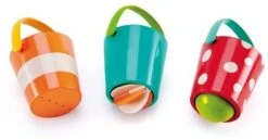 Hape Buntes Eimer-Set | Dreiteiliges Wasserrad-Badespielzeug Für Kleinkinder, Mehrfarbig