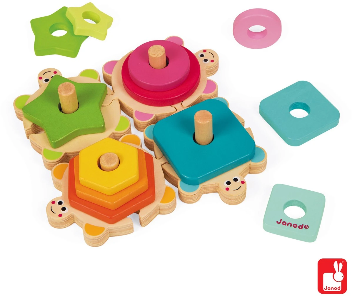 Janod Holz-Steckpuzzle Schildkröten 2 Janod Holz-Steckpuzzle Schildkröten – Bild 2