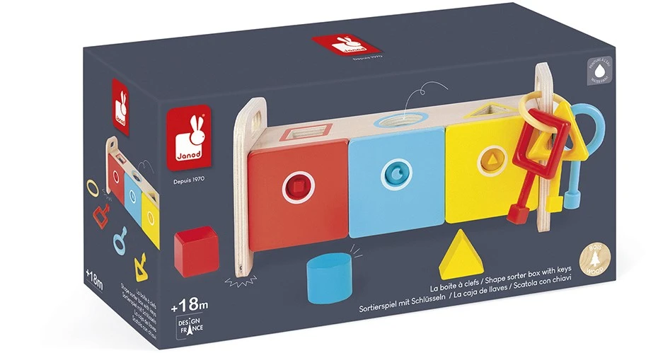 Janod - Essentiel - Der Schlüsselkasten - 2-in-1 Lernspiel Aus Holz Babys Und Kleinkinder - Erlernen Von Formen Und Farben Und Feinmotorik - Farbe Auf Wasserbasis - Ab 18 Monaten, J05065 2 Janod - Essentiel - Der Schlüsselkasten - 2-in-1 Lernspiel Aus Holz Babys Und Kleinkinder - Erlernen Von Formen Und Farben Und Feinmotorik - Farbe Auf Wasserbasis - Ab 18 Monaten, J05065 – Bild 2