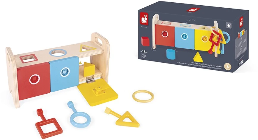 Janod - Essentiel - Der Schlüsselkasten - 2-in-1 Lernspiel Aus Holz Babys Und Kleinkinder - Erlernen Von Formen Und Farben Und Feinmotorik - Farbe Auf Wasserbasis - Ab 18 Monaten, J05065 3 Janod - Essentiel - Der Schlüsselkasten - 2-in-1 Lernspiel Aus Holz Babys Und Kleinkinder - Erlernen Von Formen Und Farben Und Feinmotorik - Farbe Auf Wasserbasis - Ab 18 Monaten, J05065 – Bild 3