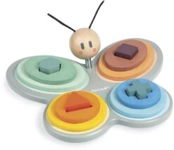Janod - Formensortierer Schmetterling Aus Holz - Kollektion Sweet Cocoon - Baby- Und Kleinkindspielzeug Farbe Auf Wasserbasis - Stapelspielzeug - Formen Und Farben Lernen - Ab 18 Monaten, J04418
