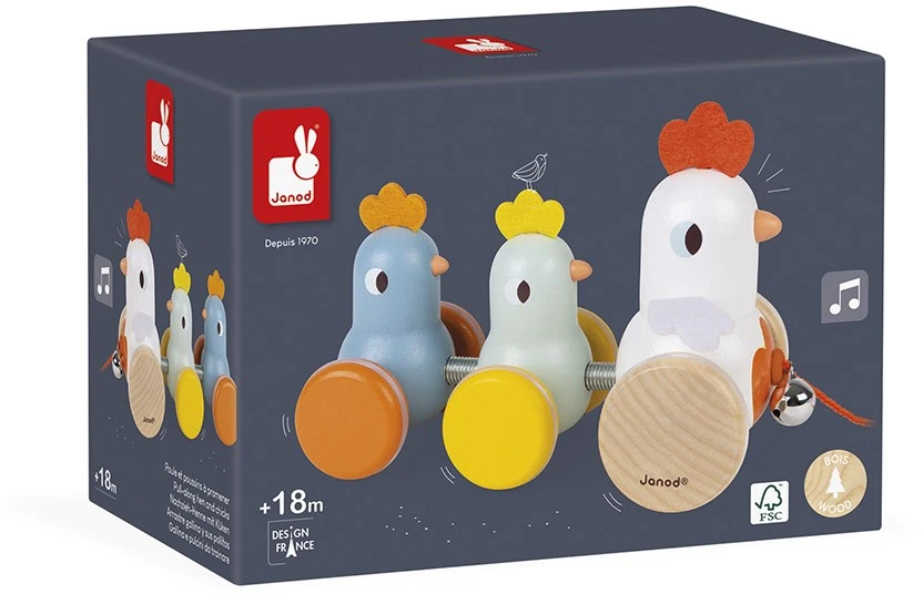 Janod - Henne Mit Küken Zum Ziehen Aus Holz - Nachziehspielzeug - Frühes Lernen Für Kleinkinder - Leise Rollen - Fördert Motorik Und Fantasie - FSC-zertifiziert - Ab 18 Monaten, J08259 2 Janod - Henne Mit Küken Zum Ziehen Aus Holz - Nachziehspielzeug - Frühes Lernen Für Kleinkinder - Leise Rollen - Fördert Motorik Und Fantasie - FSC-zertifiziert - Ab 18 Monaten, J08259 – Bild 2