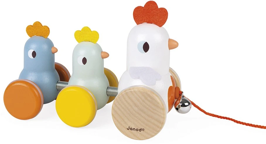 Janod - Henne Mit Küken Zum Ziehen Aus Holz - Nachziehspielzeug - Frühes Lernen Für Kleinkinder - Leise Rollen - Fördert Motorik Und Fantasie - FSC-zertifiziert - Ab 18 Monaten, J08259 1 Janod - Henne Mit Küken Zum Ziehen Aus Holz - Nachziehspielzeug - Frühes Lernen Für Kleinkinder - Leise Rollen - Fördert Motorik Und Fantasie - FSC-zertifiziert - Ab 18 Monaten, J08259