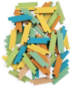 Janod J08300 Fass Mit 60 Bauklötzen Aus Holz-Konstruktionsspiel-Entwicklung Von Feinmotorik Und Konzentration-FSC-Zertifiziertes Buchenholz, Massiv-Farben Auf Wasserbasis-Ab 4 Jahren