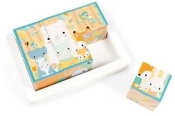 Janod - Körbchen Mit 6 Würfeln Aus Massivholz Baby - Kollektion Pure - Baby- Und Kleinkindspielzeug - Entwicklung Der Feinmotorik Farbe Auf Wasserbasis - Ab 1 Jahr, J05158