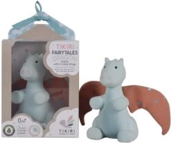 Tikiri Kautschuk TR-95501 Babyrassel, Drache Morgenrot Mit Knister-Flügeln, Naturkautschuk, Rassel Für Babys Und Kleinkinder Ab 0+ Monaten