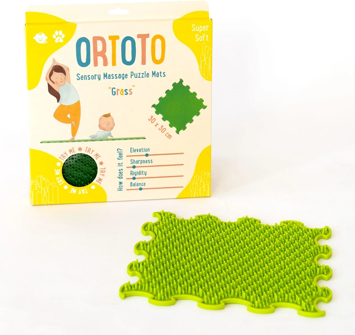 Ortoto Sensory Massage Puzzle Matte Gras Hellgrün 2 Ortoto Sensory Massage Puzzle Matte Gras Hellgrün – Bild 2