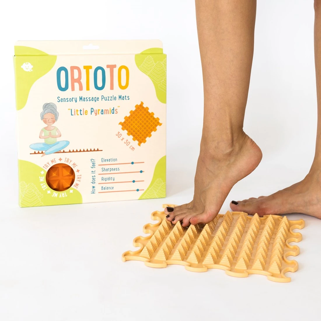 Ortoto Sensory Massage Puzzle Matte Kleine Pyramiden Karamell Milch 2 Ortoto Sensory Massage Puzzle Matte Kleine Pyramiden Karamell Milch – Bild 2