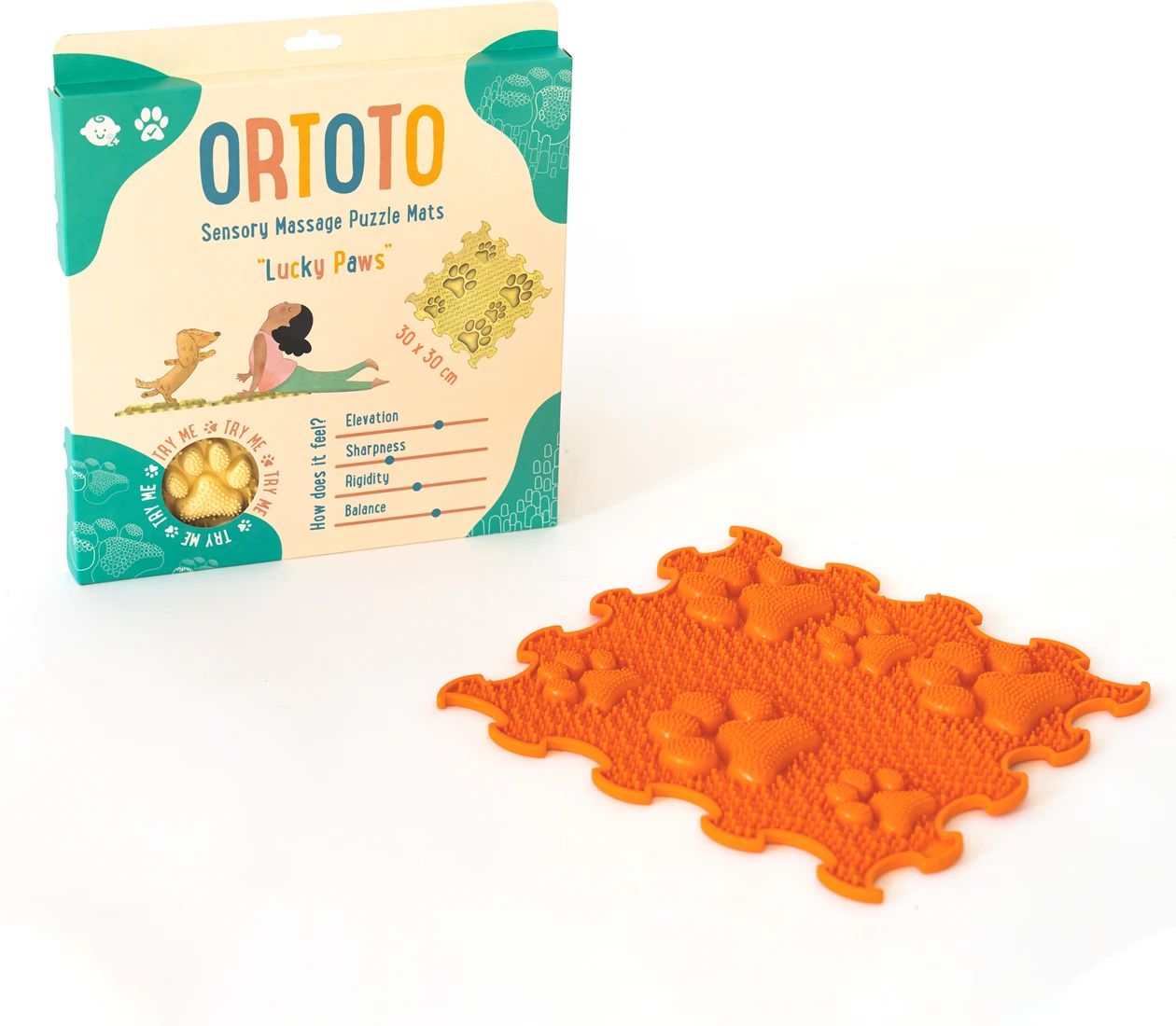 Ortoto Sensory Massage Puzzle Matte Lucky Paws Kürbis Orange 2 Ortoto Sensory Massage Puzzle Matte Lucky Paws Kürbis Orange – Bild 2