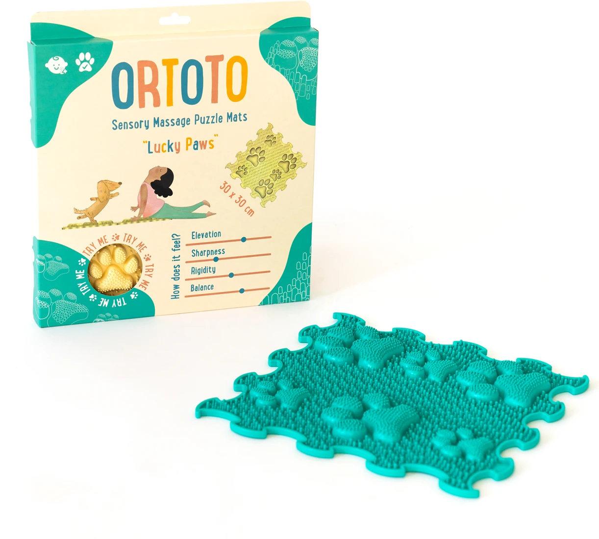 Ortoto Sensory Massage Puzzle Matte Lucky Paws Seetürkis 2 Ortoto Sensory Massage Puzzle Matte Lucky Paws Seetürkis – Bild 2