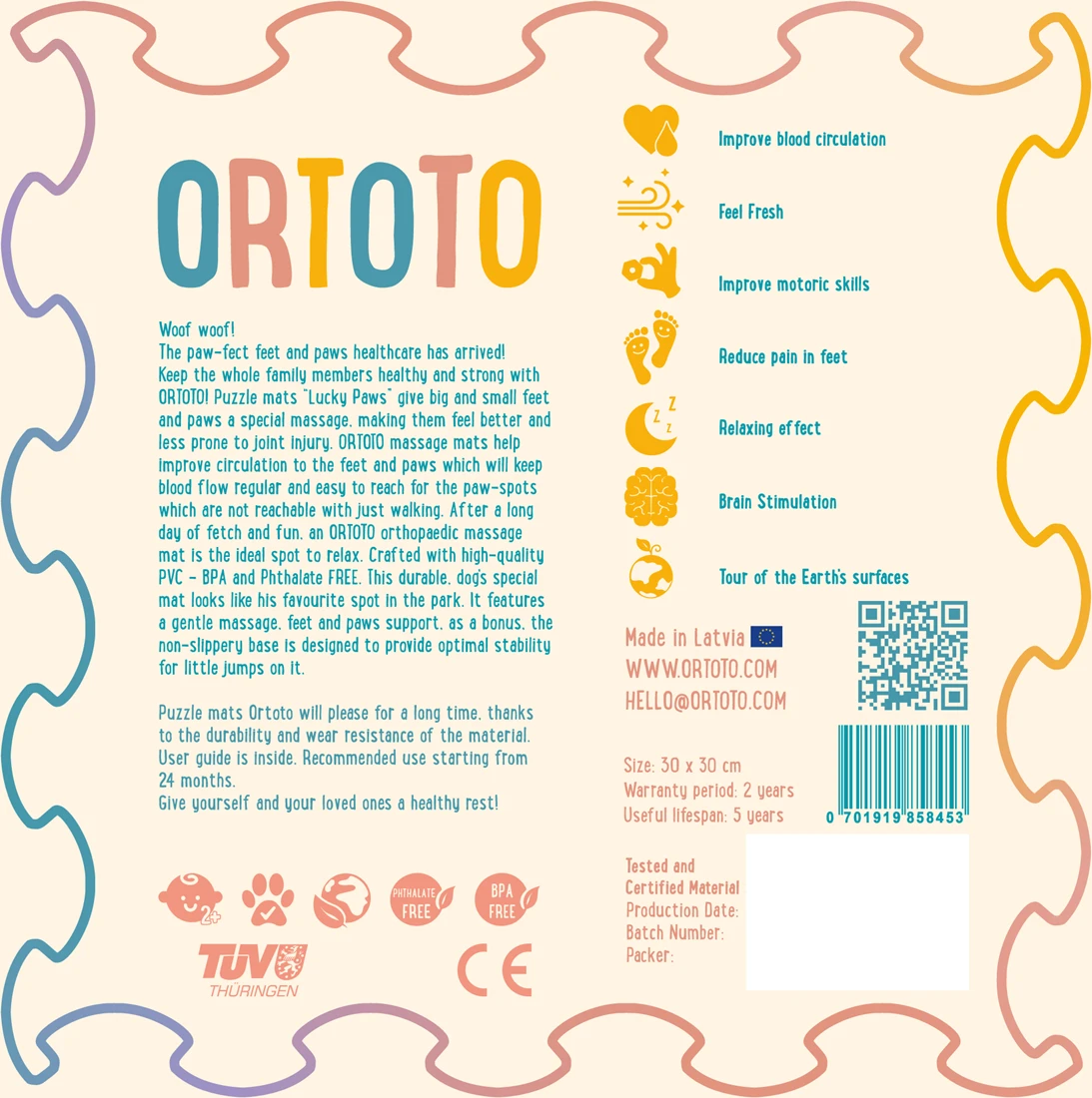 Ortoto Sensory Massage Puzzle Matte Lucky Paws Wüstensand 3 Ortoto Sensory Massage Puzzle Matte Lucky Paws Wüstensand – Bild 3