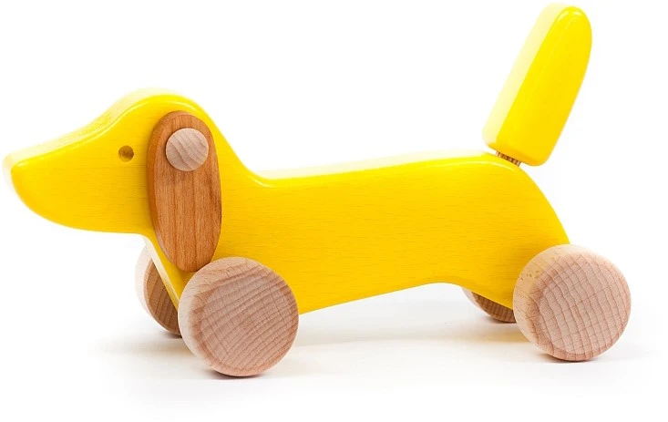 Schiebetier Schiebelaufrad Nachziehspielzeug Ziehtier Holz - Hund Dackel Puppy Gelb 1 Schiebetier Schiebelaufrad Nachziehspielzeug Ziehtier Holz - Hund Dackel Puppy Gelb