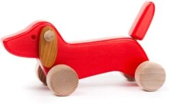 Schiebetier Schiebelaufrad Nachziehspielzeug Ziehtier Holz - Hund Dackel Puppy Rot