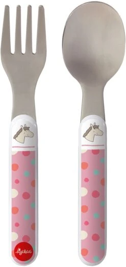 SIGIKID 25083 Kinder-Besteck Pony Hoppe Dot Mädchen Besteckset Gabel&Löffel Empfohlen Ab Geburt Rosa