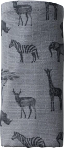 Snoozebaby Bio-Wickeltuch Safari Grau - 80x80 Cm