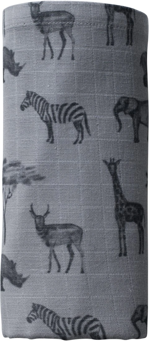 Snoozebaby Bio-Wickeltuch Safari Grau - 80x80 Cm 1 Snoozebaby Bio-Wickeltuch Safari Grau - 80x80 Cm