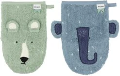 Trixie Waschhandschuh2-pack - Mr. Polar Bear - Mrs. Elephant