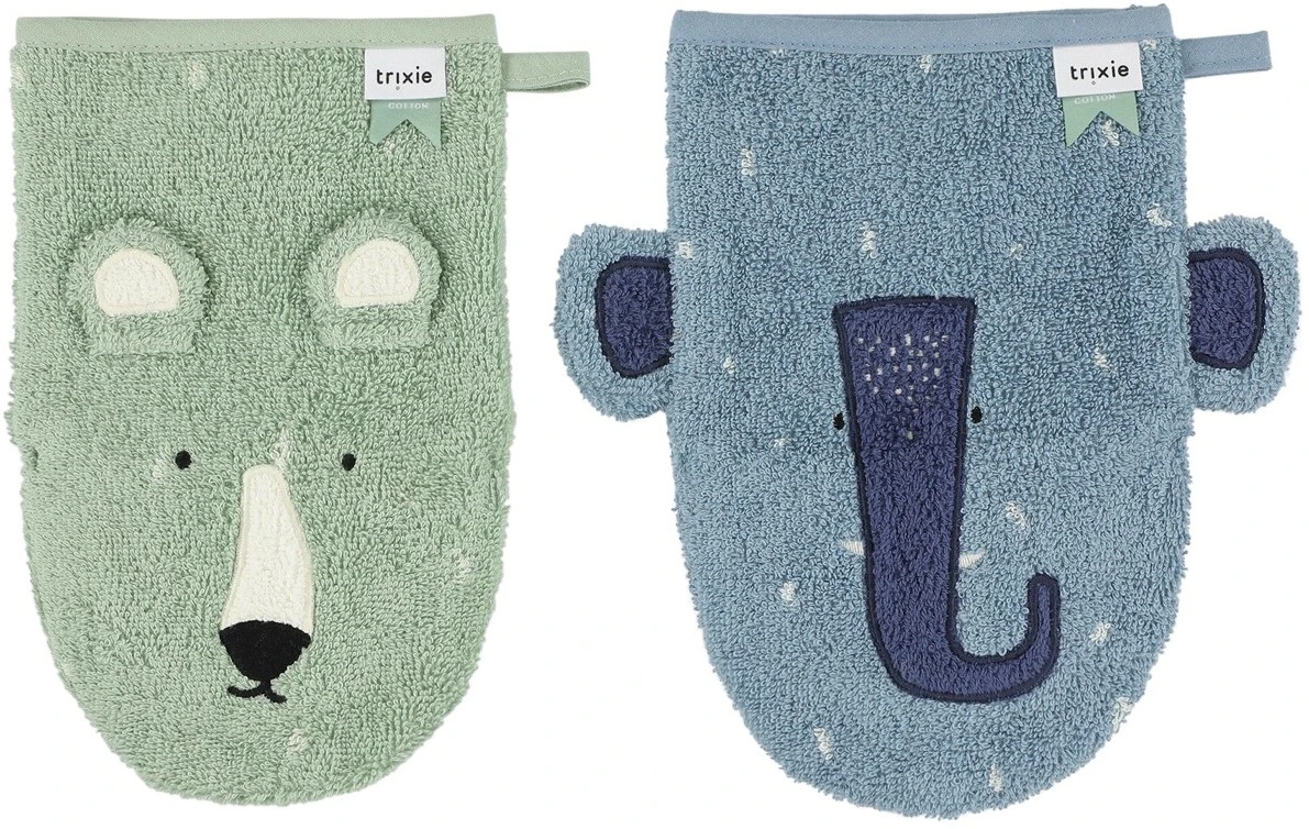 Trixie Waschhandschuh2-pack - Mr. Polar Bear - Mrs. Elephant 1 Trixie Waschhandschuh2-pack - Mr. Polar Bear - Mrs. Elephant